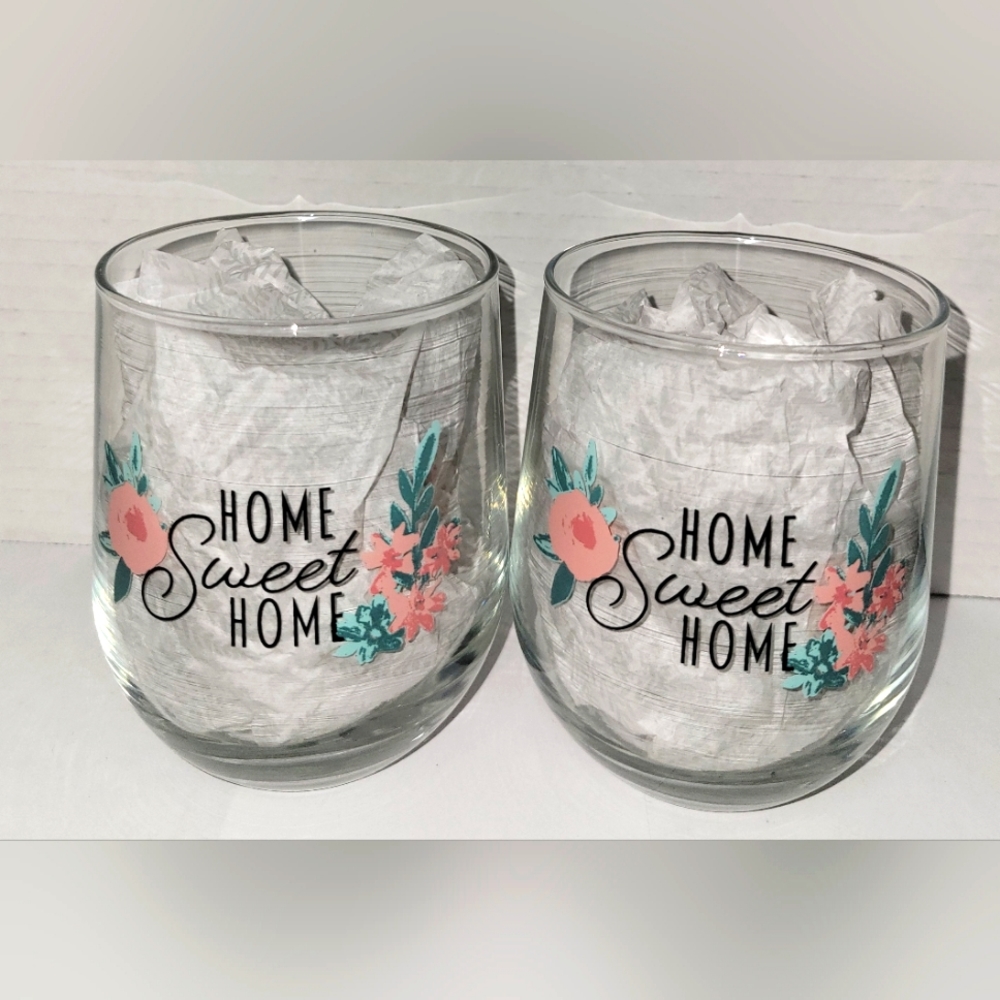 2 Piece Stemless Wine Glass Set (Home Sweet Home)